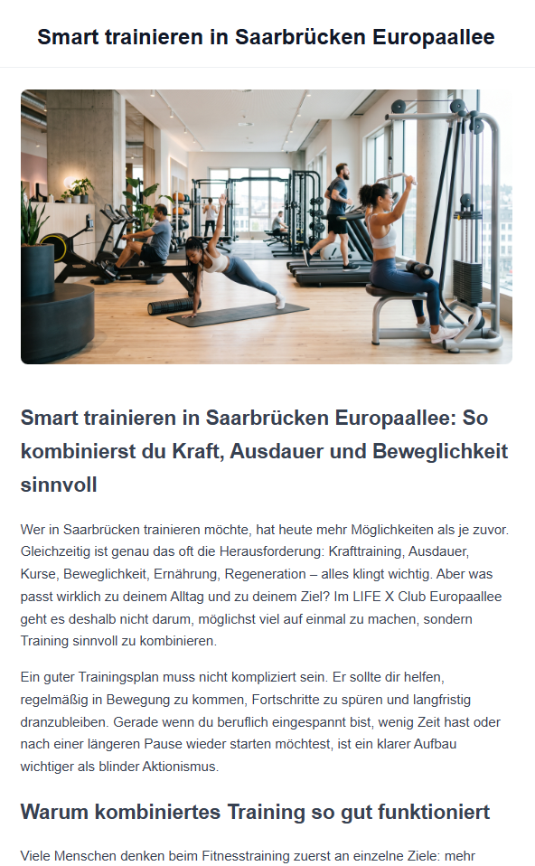 Smart trainieren in Saarbrücken Europaallee